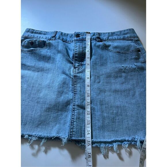 Vintage 90s Bay Studios Khakis Jean Skirt raw edge - Picture 6 of 8